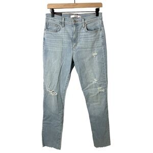 Joes High Rise Straight Jeans Ankle Length Light Wash Size 29 Distressed
